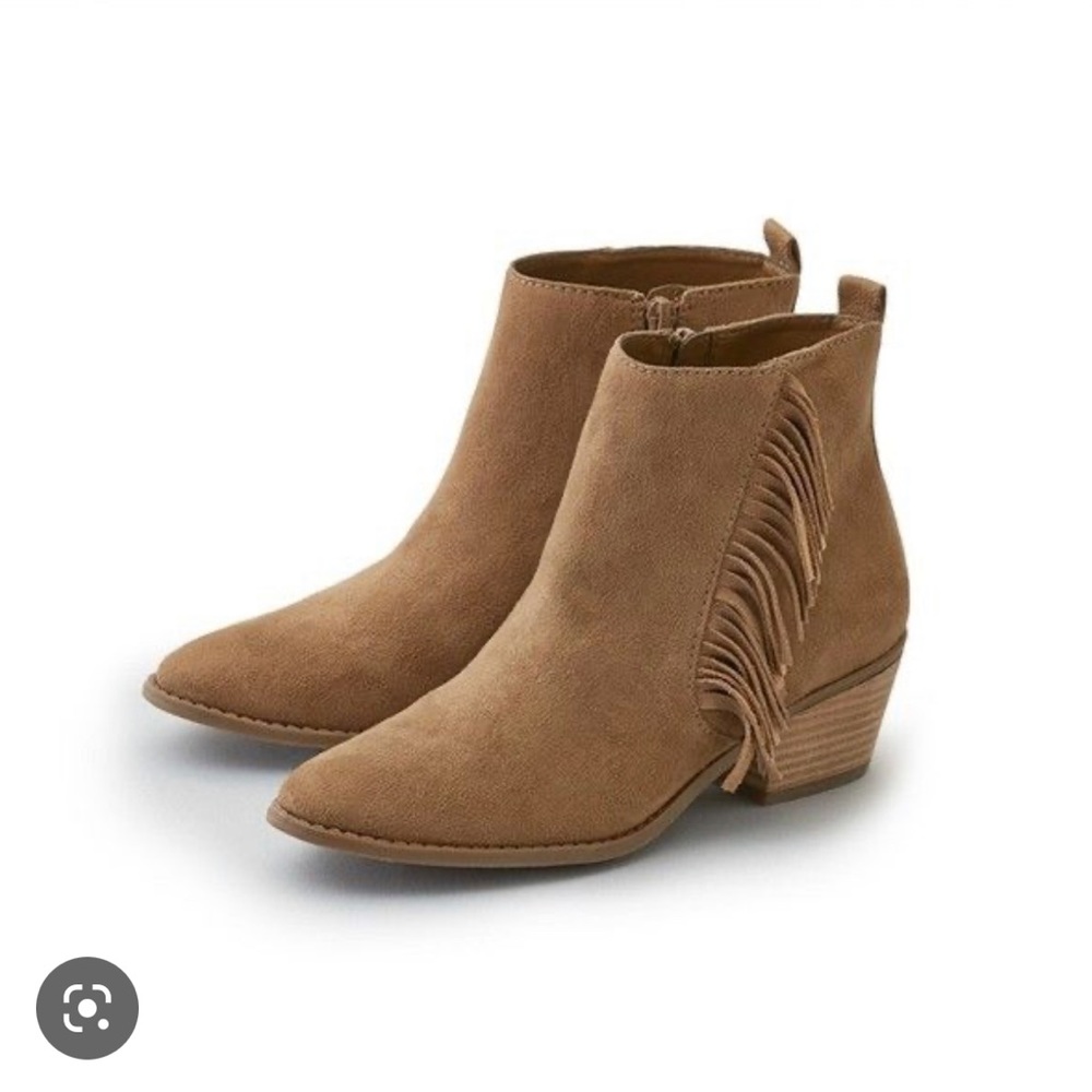 American Eagle Tan Fringe Ankle Booties | Tan Heeled Booties | Boho Booties